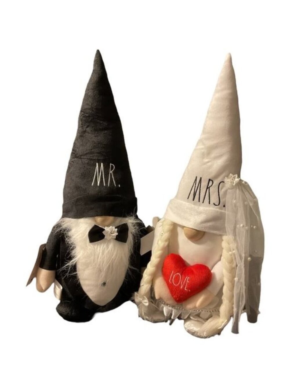 Rae Dunn Wedding Gnomes Set Mr & Mrs Bride Groom Plush Farmhouse Decor